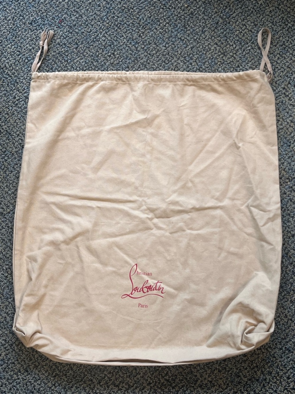 Christian Louboutin Beige Drawstring Dust Bag with Red Logo